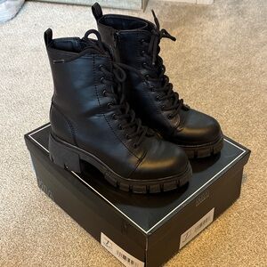 MIA Black Leather Lace-Up Boots